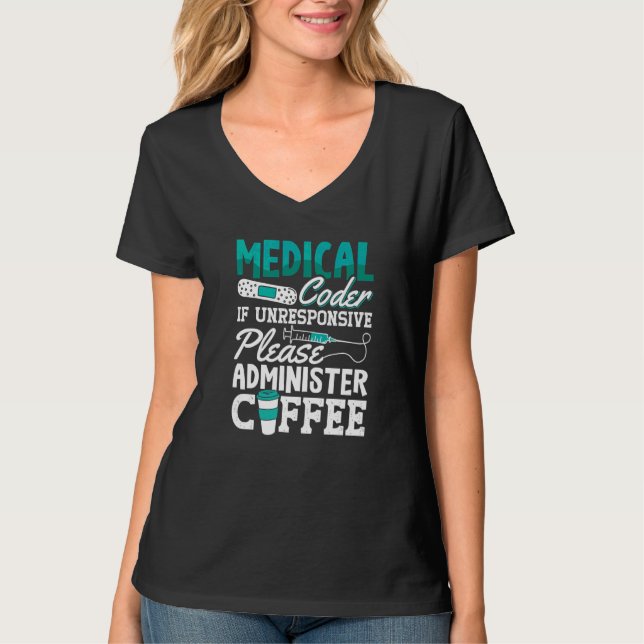 T-shirt Assistant programmeur de codage Coffee ICD (Devant)