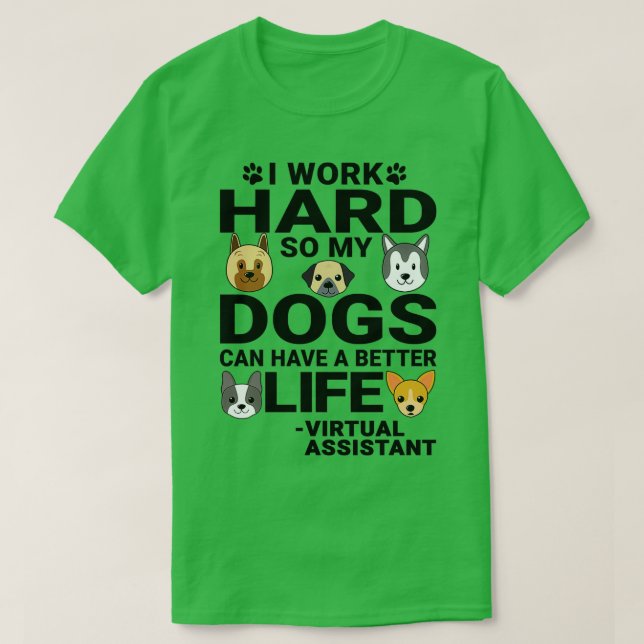 T-shirt Assistant virtuel Citations d'amour de chien trava (Design devant)