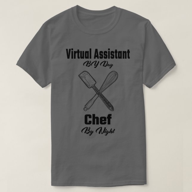 T-shirt Assistant virtuel par chef de jour par nuit (Design devant)