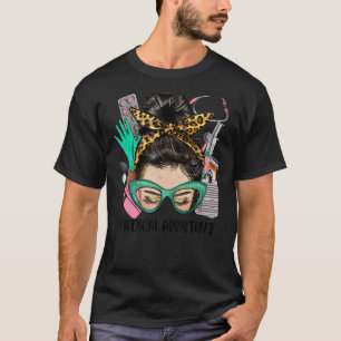 T-shirt ASSISTANTE Médicale Messy Bun Afro Cheveux Infirmi