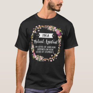 T-shirt Assistante Médicale Niveau De Sarcasme Floral Pour