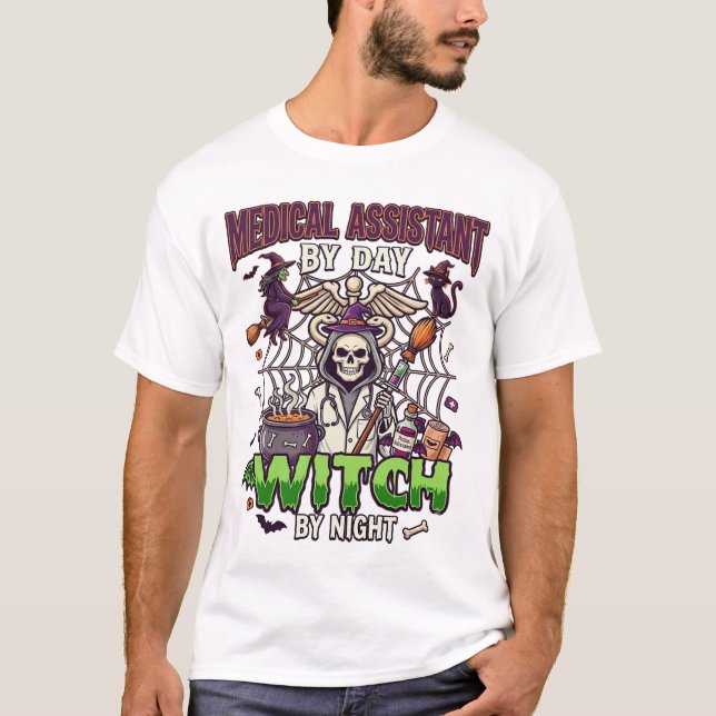 T-shirt Assistante médicale sorcière squelette seringue ch (Devant)