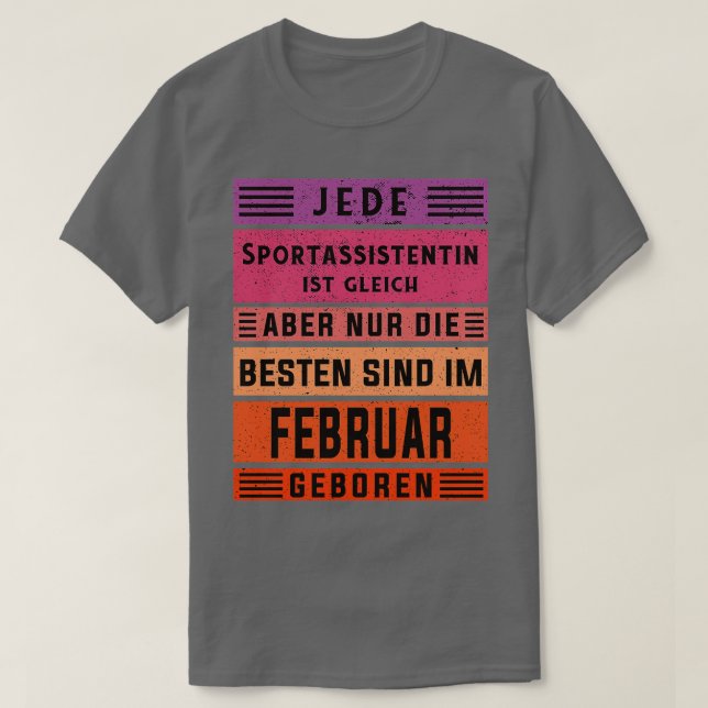T-shirt Assister anniversaire Février né sports assi (Design devant)
