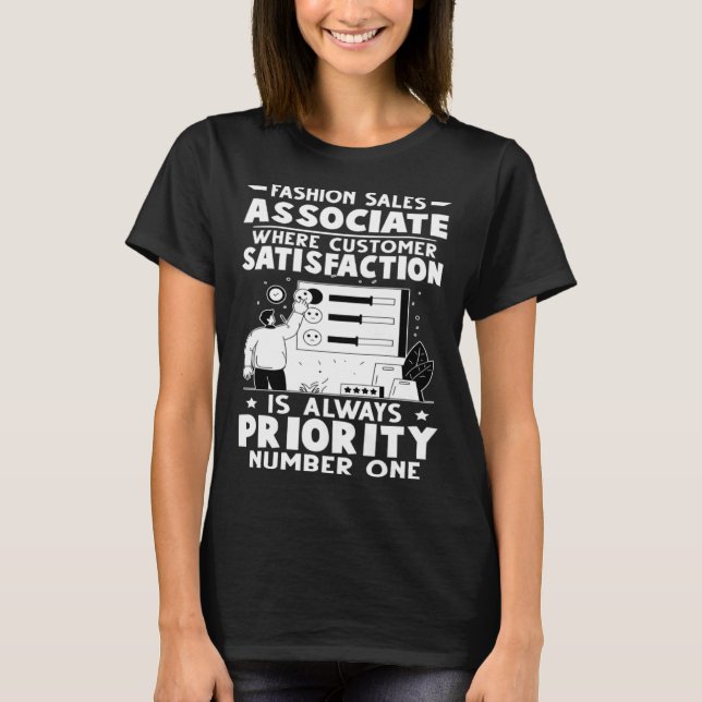 T-shirt Associé de vente de mode La satisfaction de la cli (Devant)