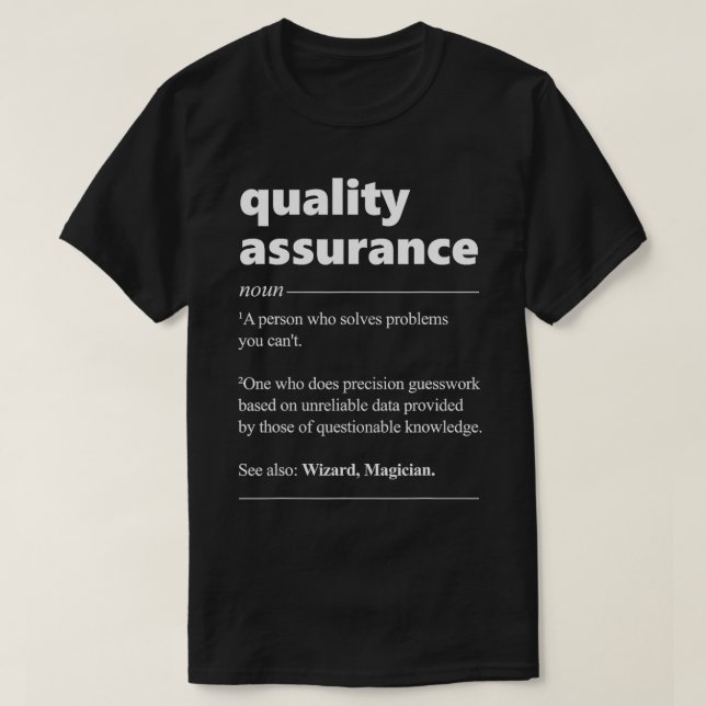 T-shirt Assurance de la qualité Définition du gestionnaire (Design devant)