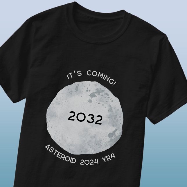 T-shirt Astéroïde 2024 YR4 2032 (Asteroid 2024 YR4 in 2032 space event t-shirt with custom text)