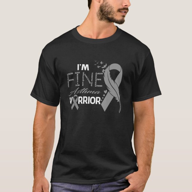 T-shirt Asthma Warrior I'm Fine Feather (Devant)