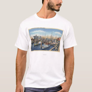 T-shirt Astoria, Orégon - flotte de pêche dans le port