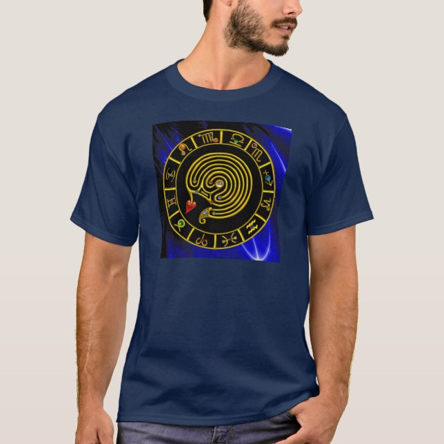 T-shirt ASTRAL LABYRINTH GOLD ZODIAC CHART Astrologie (Devant)