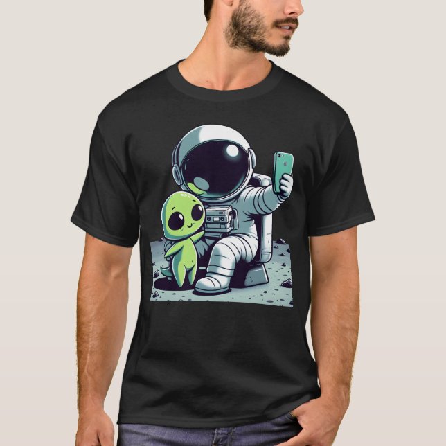 T-shirt ASTRO SELFIE - Un amusant Cartoon Astronaut Alien  (Devant)