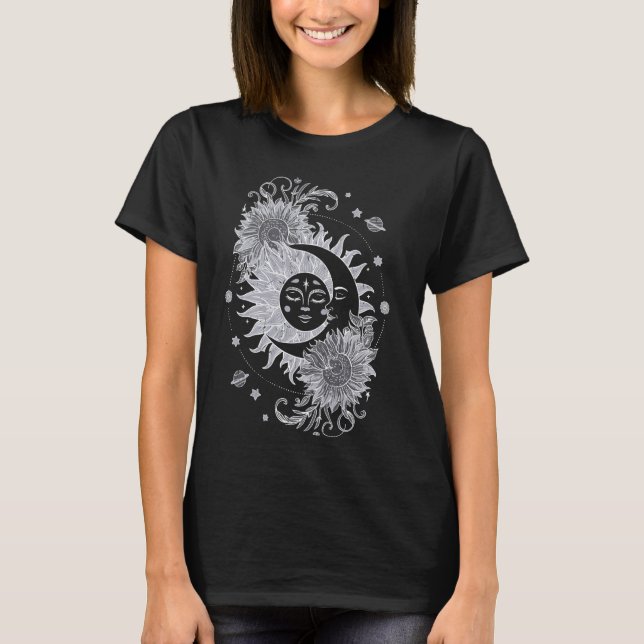 T-shirt Astrologie de la fleur de soleil céleste Phases de (Devant)