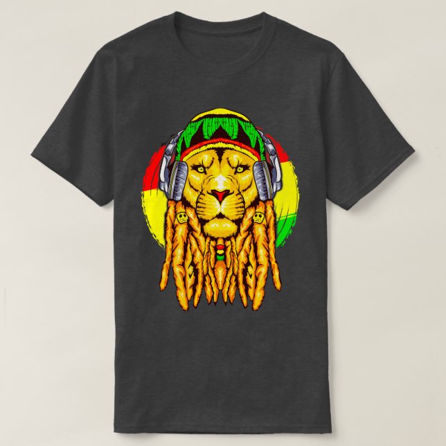 T-shirt Astrologie de l'horoscope rastafarienne Lion Leo Z (Design devant)