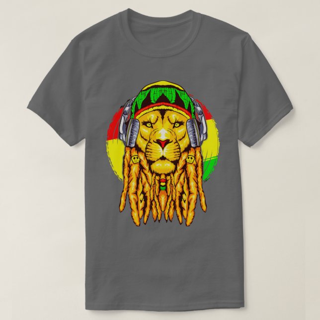 T-shirt Astrologie de l'horoscope rastafarienne Lion Leo Z (Design devant)