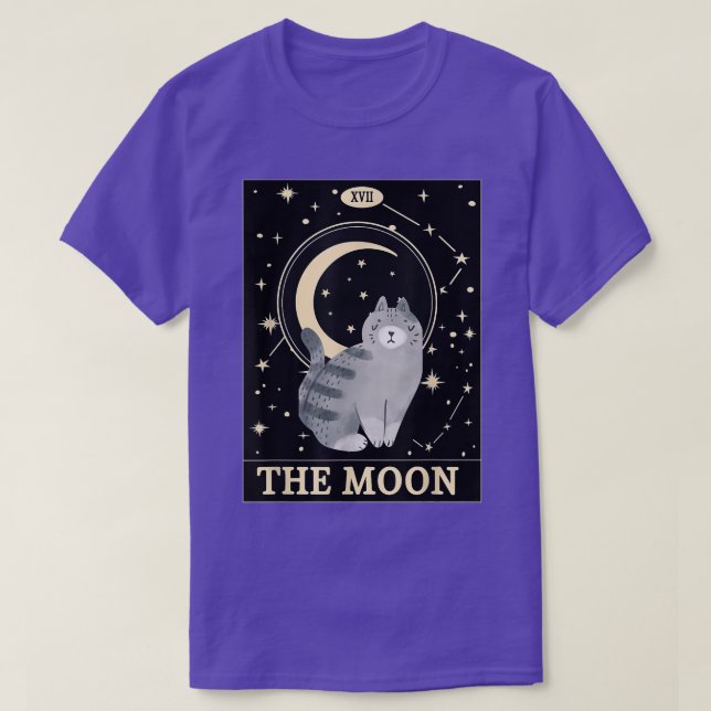 T-shirt Astrologie Graphique Crescent Moon Et Chat Carte T (Design devant)