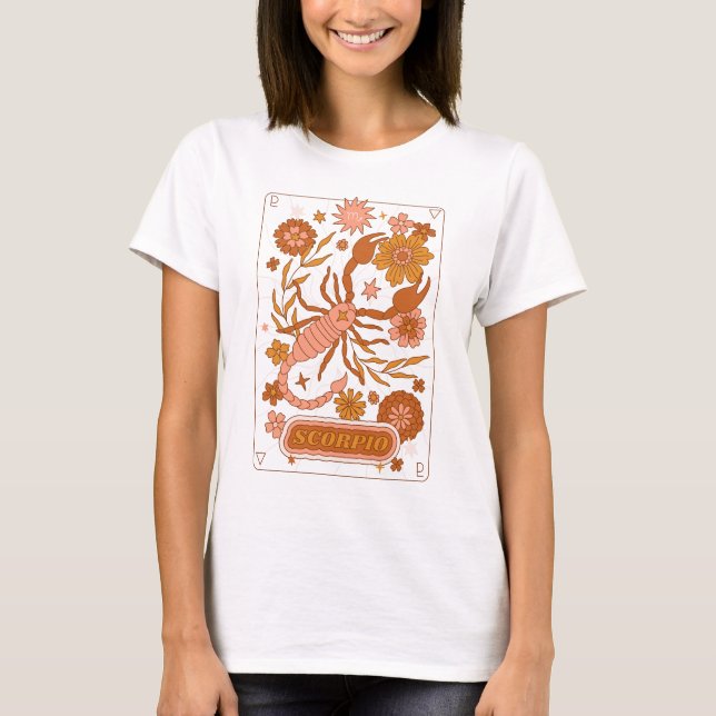 T-shirt Astrologie Horoscope super Retro Scorpio Brown (Devant)