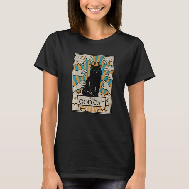T-shirt Astrologie Le Dieu Chat Goth Tarot Card Reader Sor (Devant)