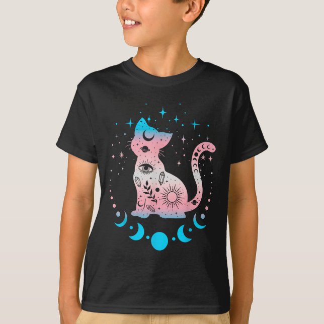 T-shirt Astrologie Transgenre Chat Céleste Lgbt Pride Tra (Devant)