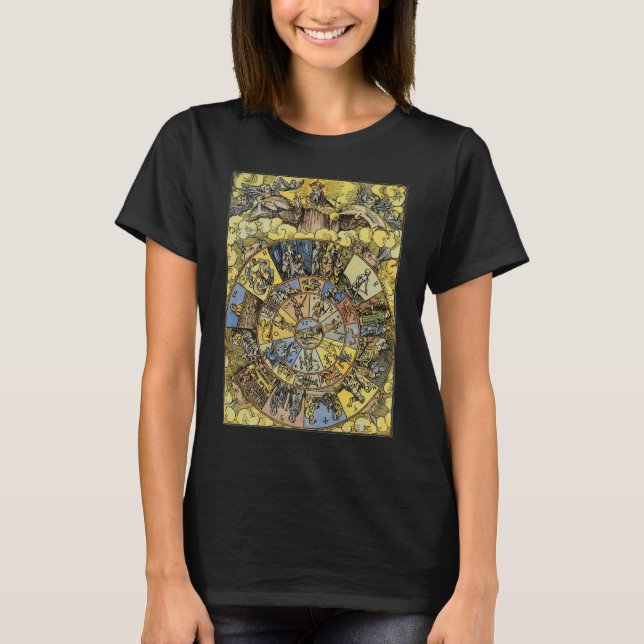 T-shirt Astrologie vintage, Roue Zodiaque Renaissance, 155 (Devant)