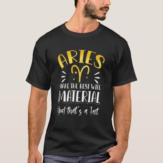 T-shirt Astrology Aries Zodiac Wife Material Women Girl (Devant)