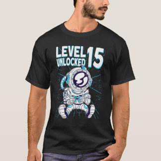 T-shirt Astronaut 15e Anniversaire Gamer Astronaut Niveau 