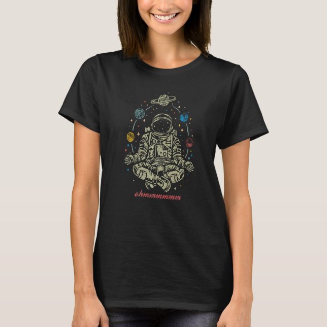 T-shirt Astronaut And Planets For Yoga Fans (Devant)