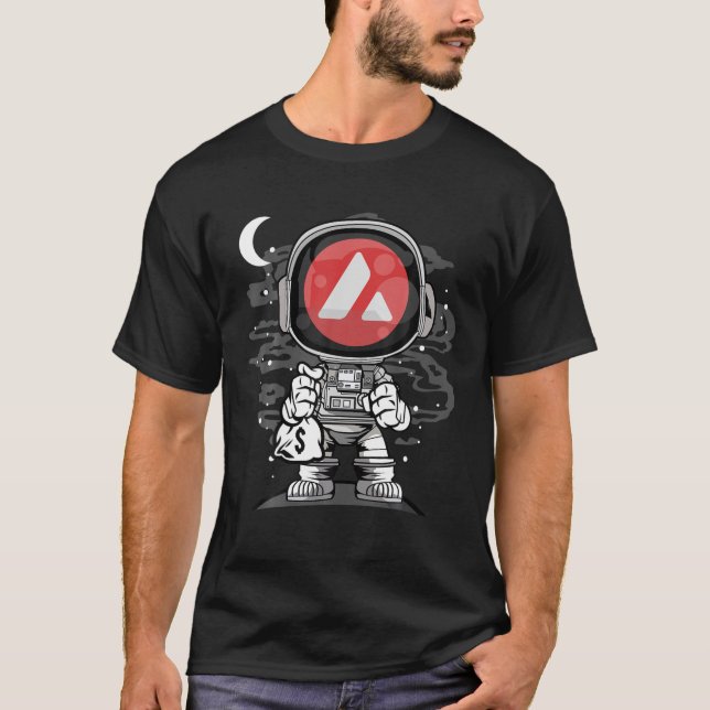 T-shirt Astronaut Argent Avalanche AVAX Coin Crypto Token  (Devant)