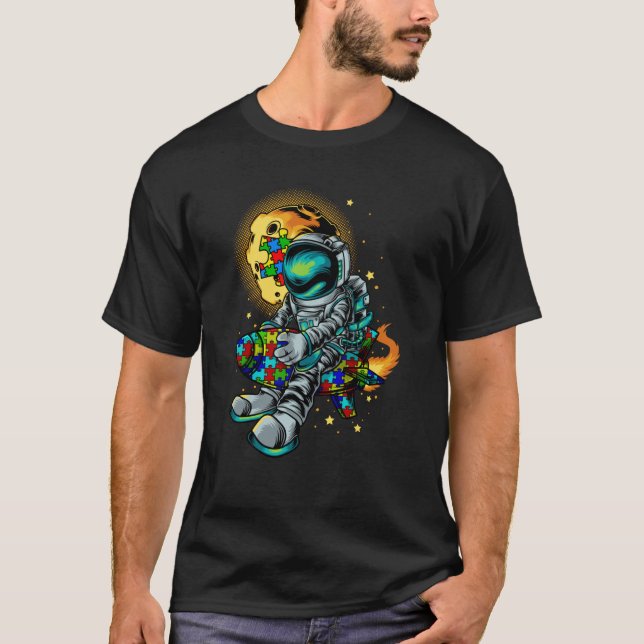 T-shirt Astronaut Autism Awareness With Autistic Planet Fo (Devant)
