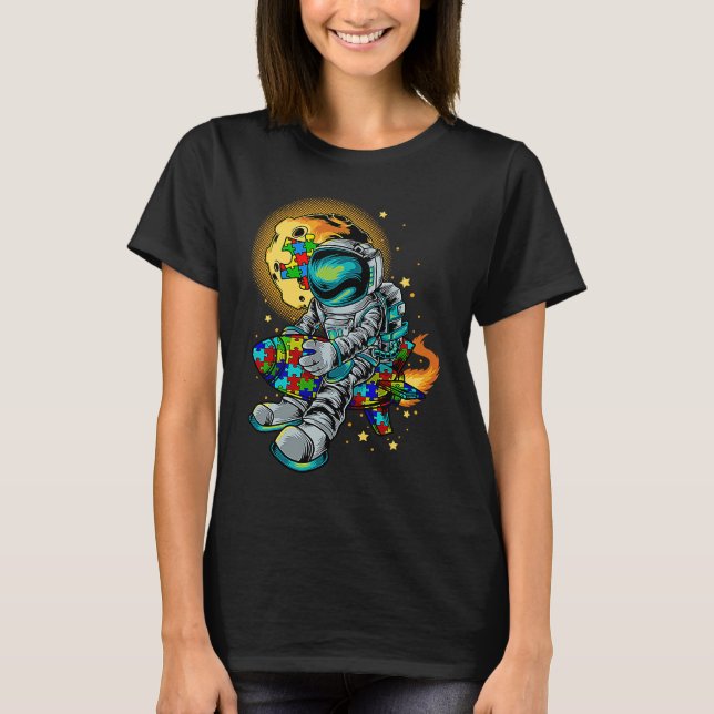 T-shirt Astronaut Autism Awareness With Autistic Planet Fo (Devant)