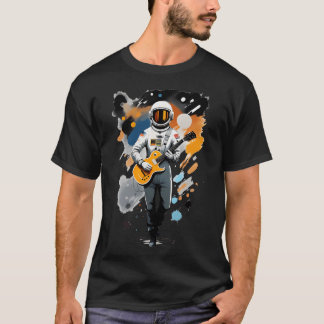 T-shirt Astronaut Avec Guitare Jouant De La Musique
