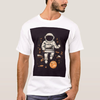 T-shirt Astronaut avec une tasse de café imprimée sur un T