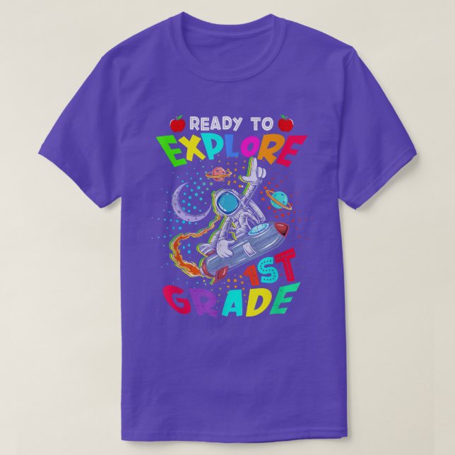 T-shirt Astronaut Back to School shirt Ready To Explore 1s (Design devant)