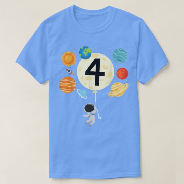 T-shirt Astronaut Balloon Planètes 4e Anniversaire Espace  (Design devant)