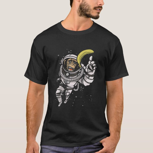 T-shirt Astronaut Banane dans l'espace singe Vegan Aliment (Devant)