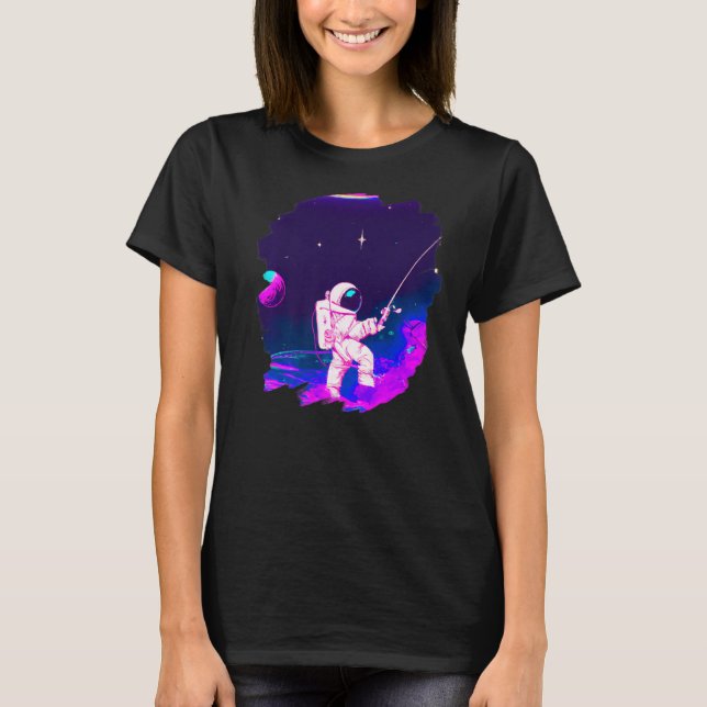 T-shirt Astronaut Bateau de pêche Espace Océan Lac Cool Po (Devant)