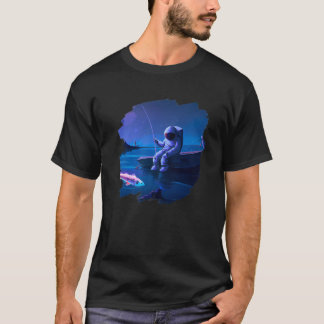 T-shirt Astronaut Bateau de pêche Espace Océan Lac Cool Po