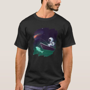 T-shirt Astronaut Bateau de pêche Espace Océan Lac Cool Po
