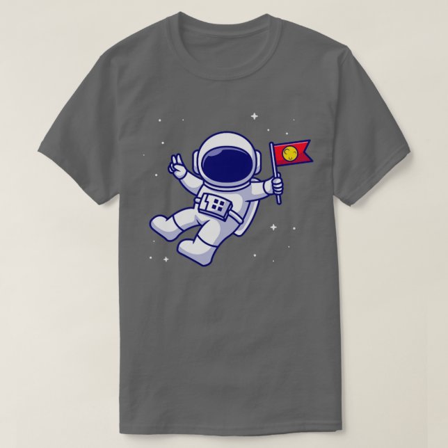 T-shirt Astronaut Bring Flag In Space Cartoon (Design devant)