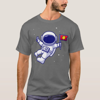 T-shirt Astronaut Bring Flag In Space Cartoon
