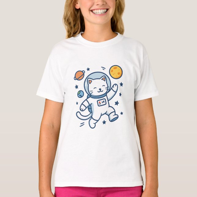 T-shirt Astronaut Cat Adventure (Devant)