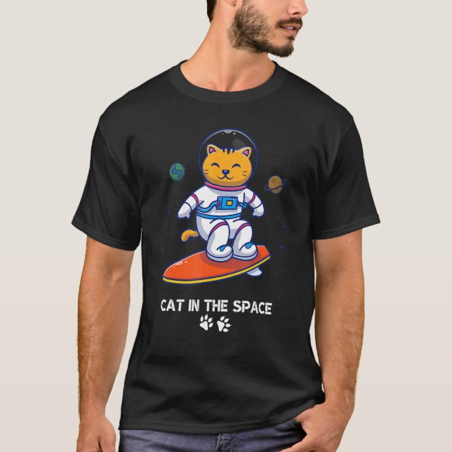 T-shirt Astronaut Cat In Space Animal Face Galaxy Feline C (Devant)