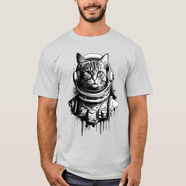 T-shirt Astronaut Cat Ink Art (Devant)
