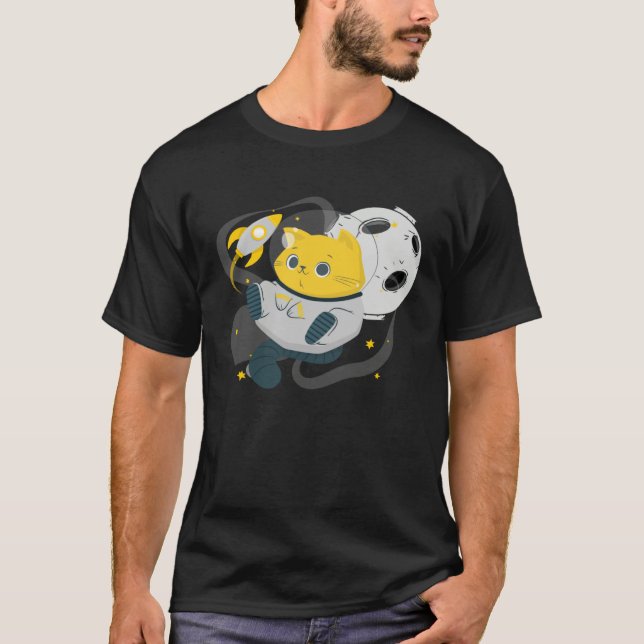 T-shirt Astronaut Cat Or  Space Cat On Galaxy Kitten (Devant)