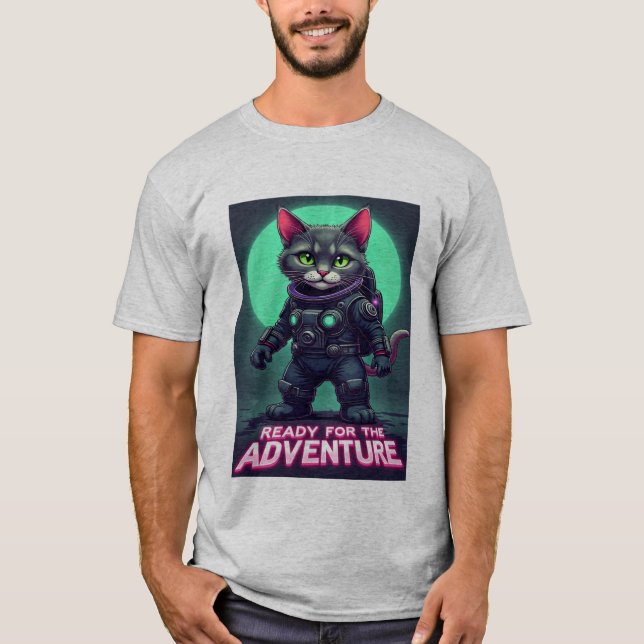T-shirt Astronaut Cute Cat - Prêt pour l'aventure (Devant)