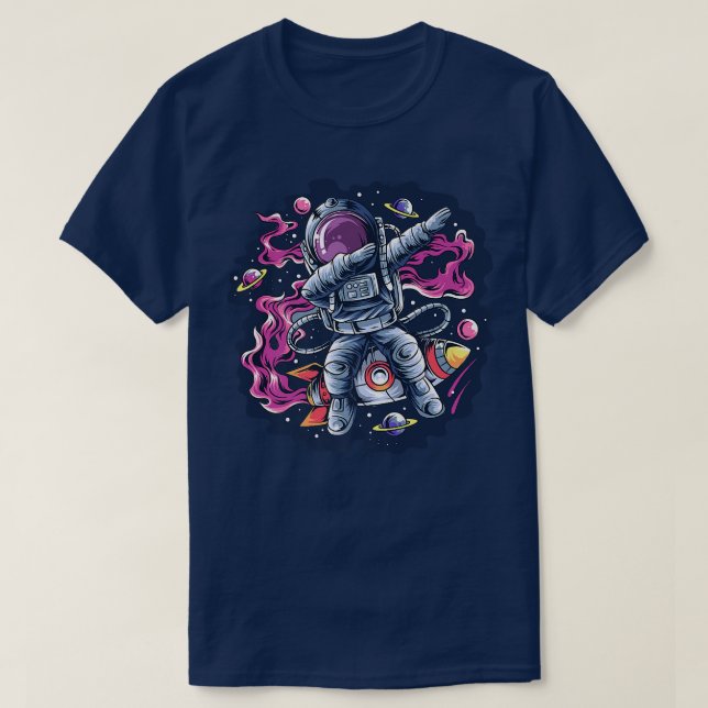 T-shirt Astronaut Dabbing Dance Space Rocket with Stars Pl (Design devant)