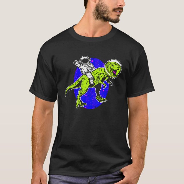 T-shirt Astronaut Dinosaur Science Fiction Space Travel (Devant)