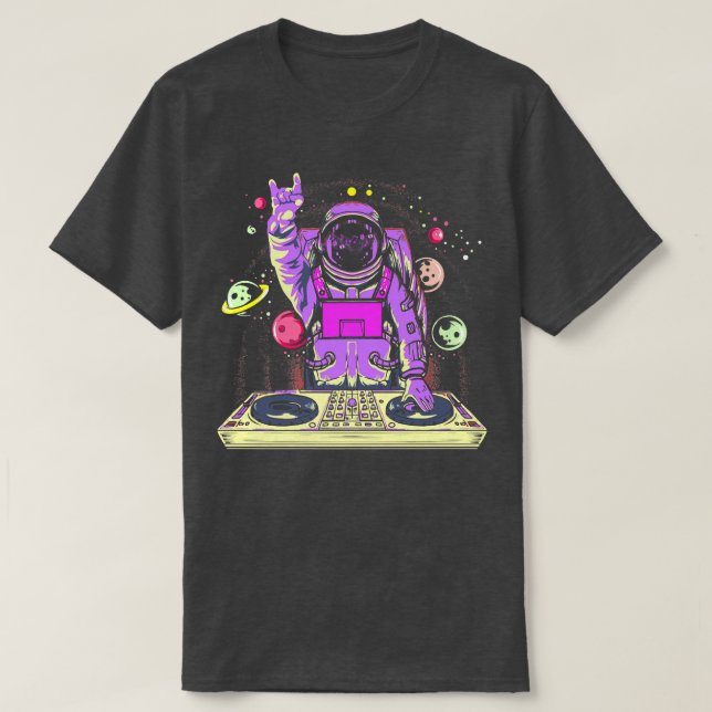 T-shirt Astronaut DJ Music Psychedelic Psytrusion Techno E (Design devant)