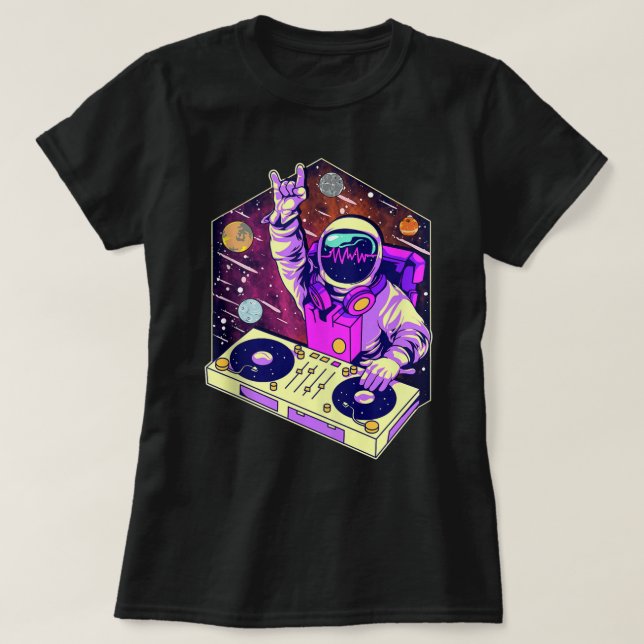 T-shirt Astronaut DJ Music Psychedelic Psytrusion Techno E (Design devant)