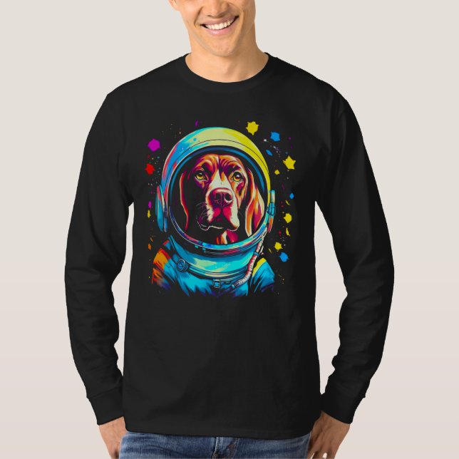 T-shirt Astronaut Dog German Shorthaired Pointer (Devant)