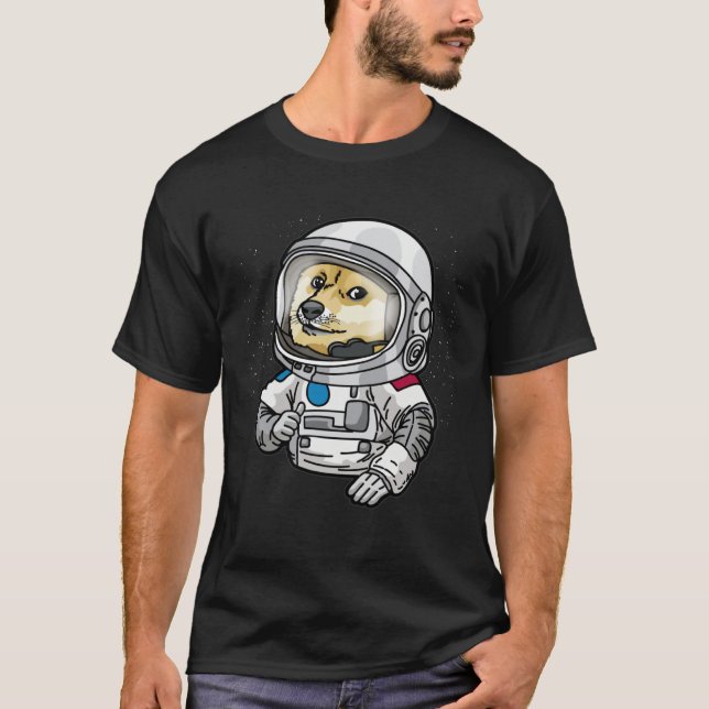 T-shirt Astronaut Dog Thumbs Up in Space Doge (Devant)