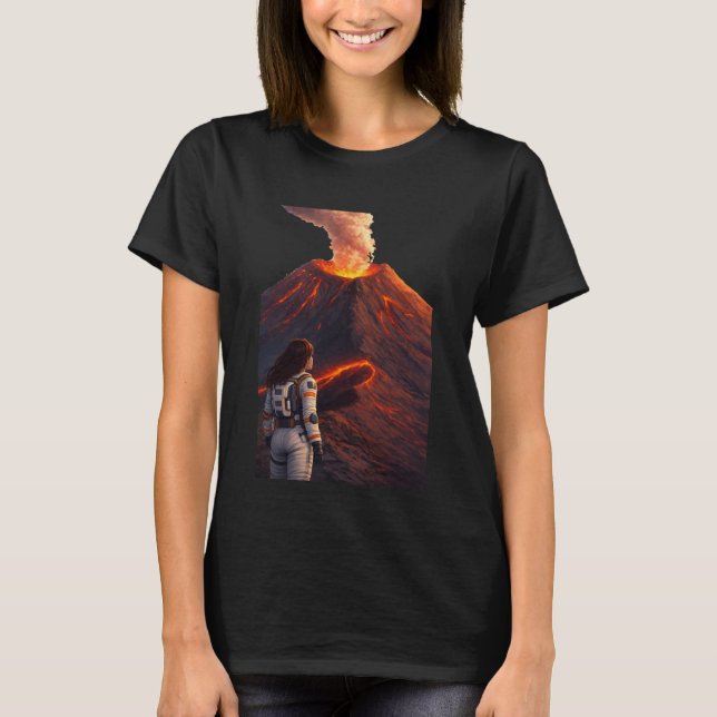 T-shirt Astronaut Facing Erupting Volcano  (Devant)